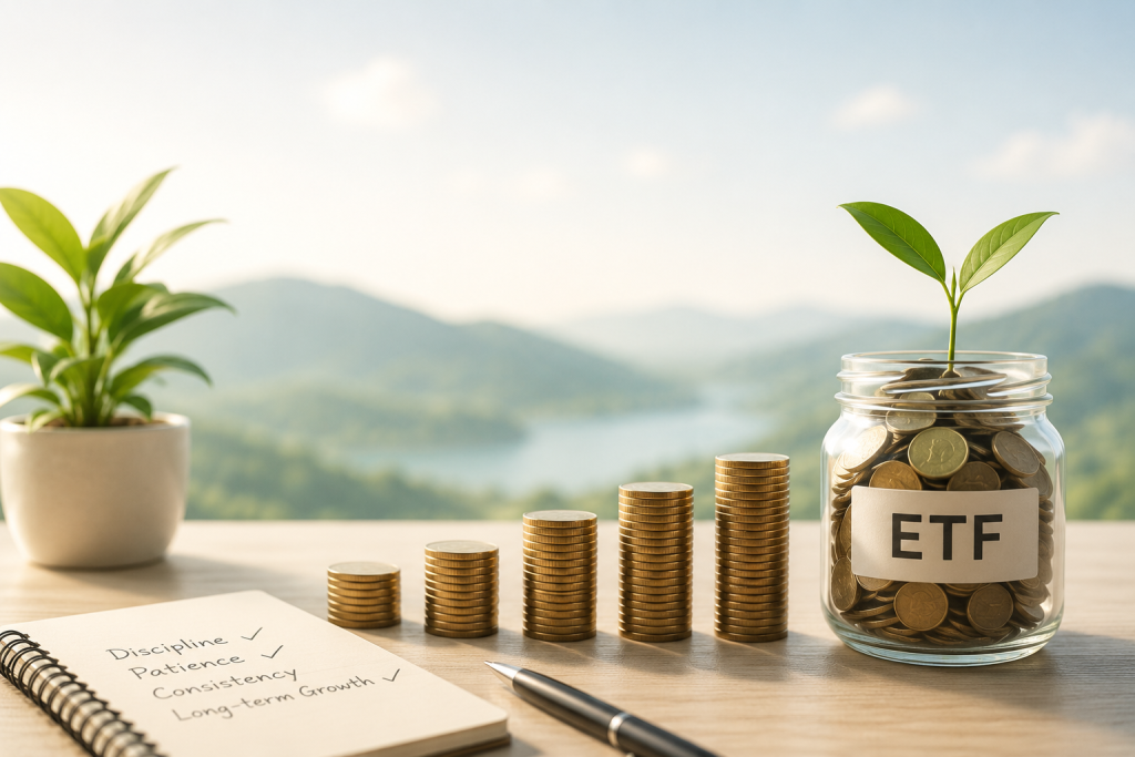 ETF 定期定額投資示意圖（圖片來源：AI 生成，僅供示意）