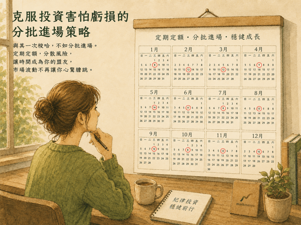 克服投資害怕虧損的分批進場策略示意圖