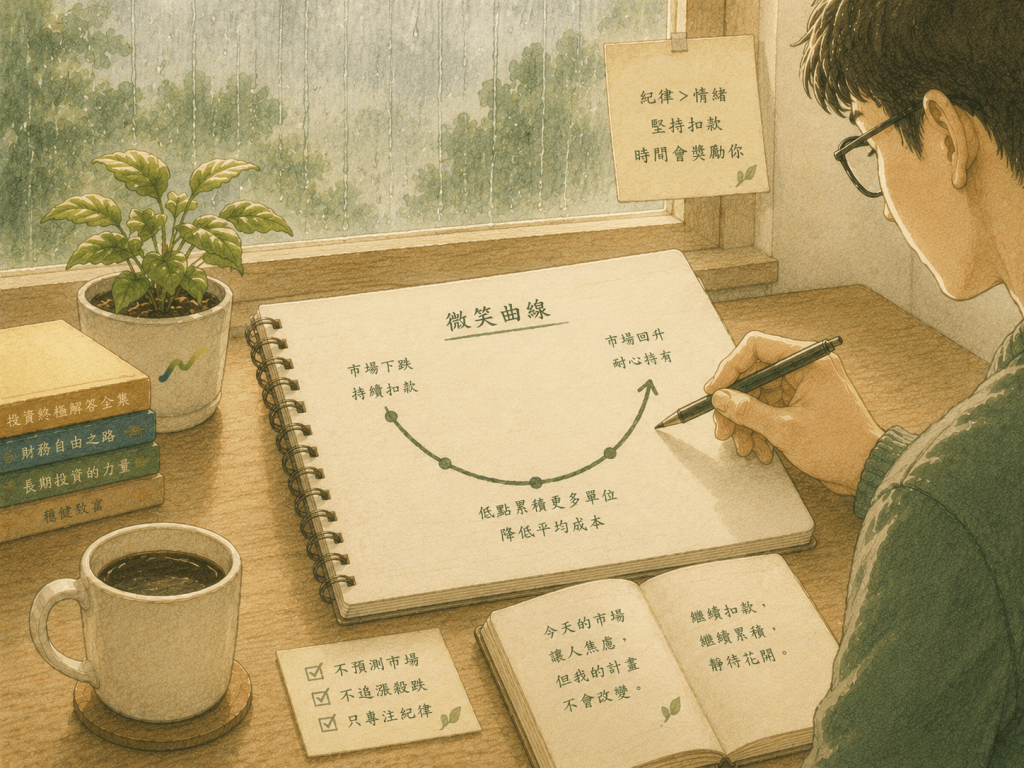 定期定額微笑曲線繼續扣款示意圖