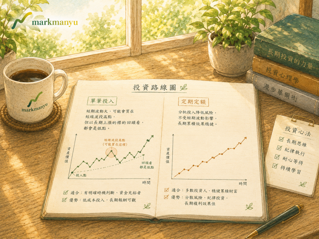 單筆投入 vs 定期定額 兩種投資方法比較示意圖